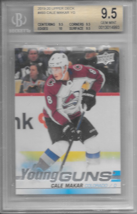 2019-20 Cale Makar UD Young Guns #493 BGS 9.5+ with 10