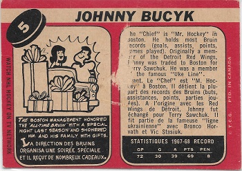 1968-69 OPC Johnny Bucyk #5 back